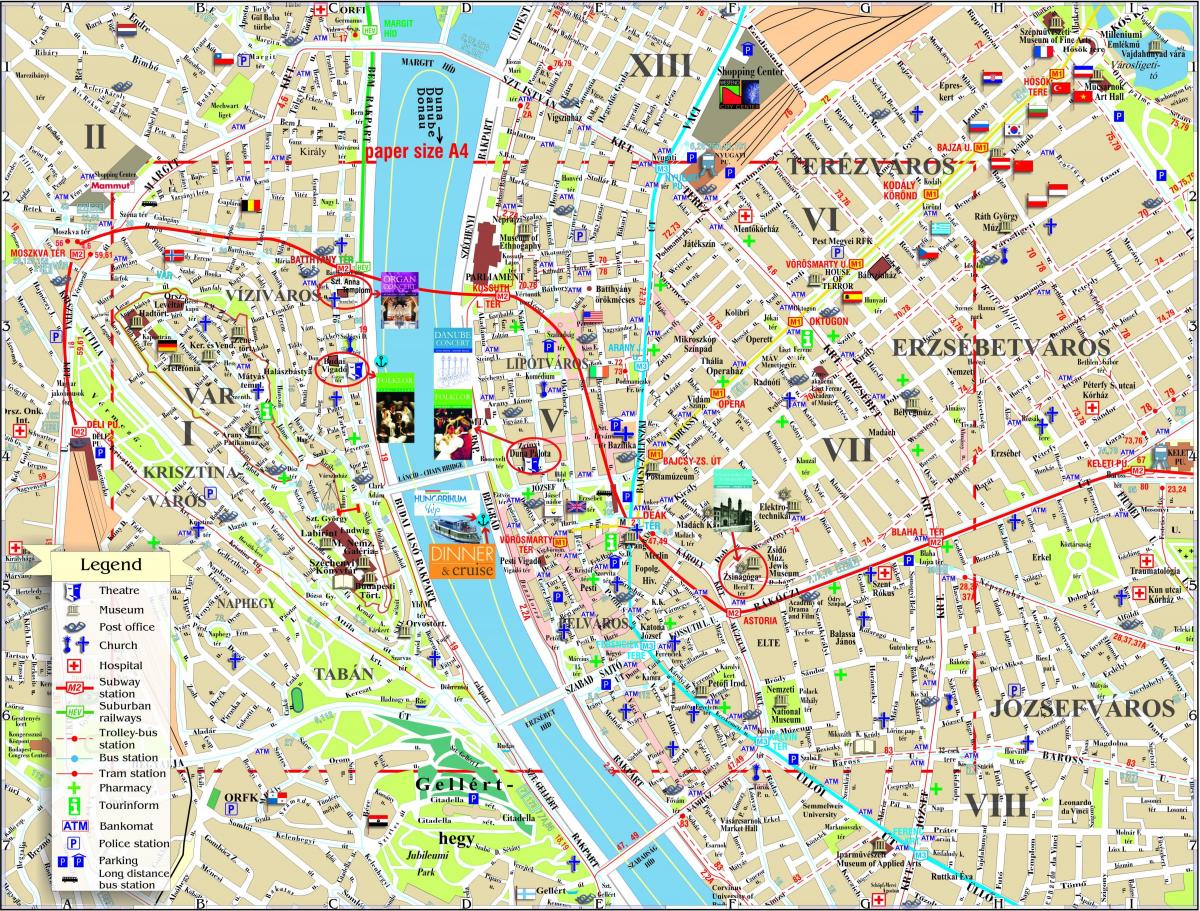 budapest carte de la ville avec des attractions