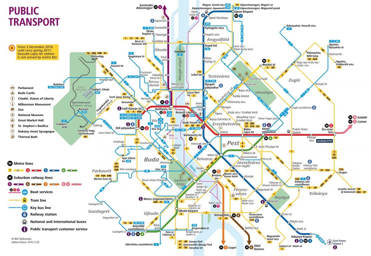 la carte de transports publics de budapest