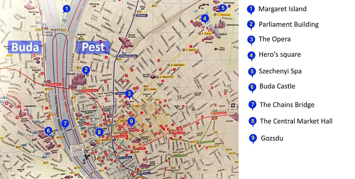 la colline du château de budapest carte